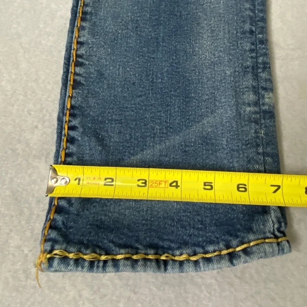 True Religion Ricky Jeans Men 28x32 Relaxed Straight Tan/Gold Stitch Flap Pocket